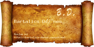 Bartalics Dénes névjegykártya